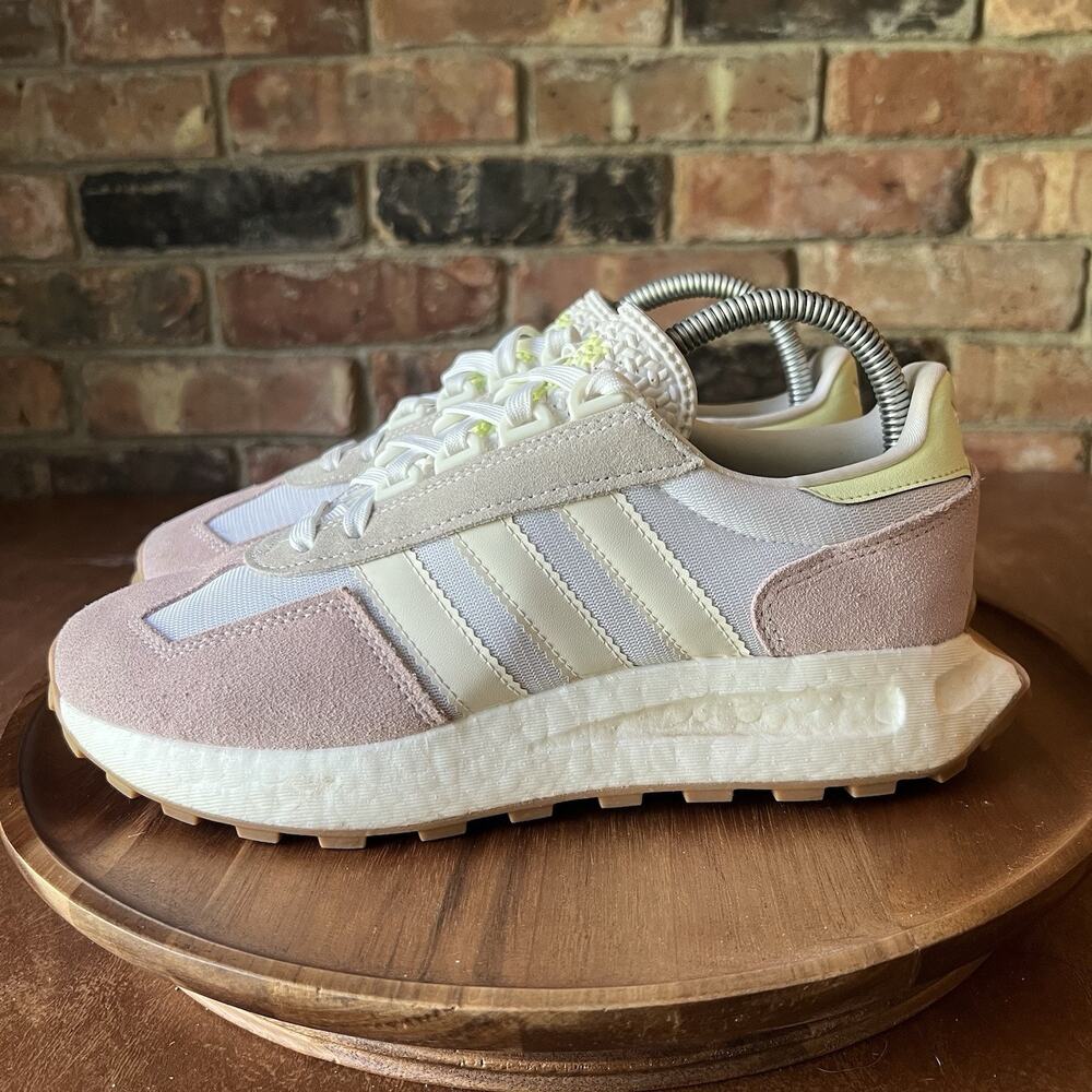 adidas Retropy E5 Women's 8 Pink White Suede Gum Running Shoes Sneakers